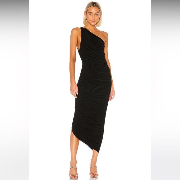 Maple women’s size small black one shoulder fitted ruched asymmetrical dress - Picture 1 of 9